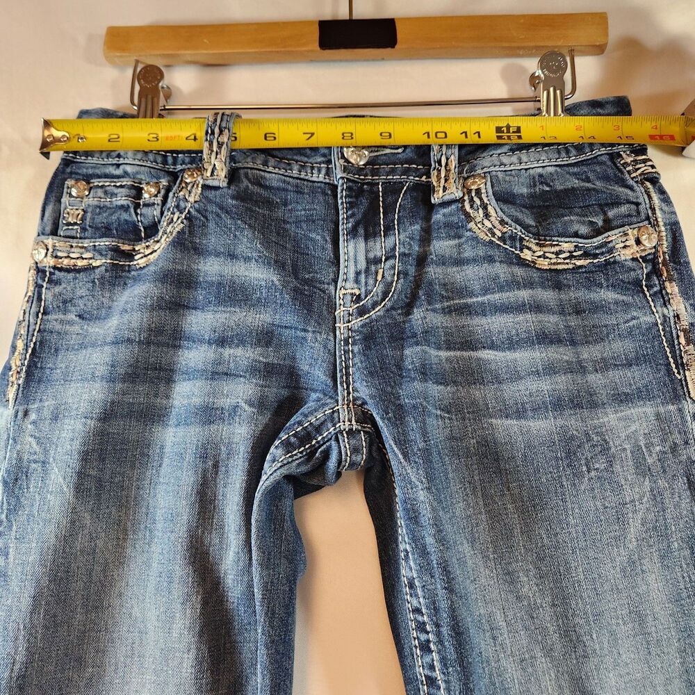 Miss Me Jeans Signature Boot Size 28 Low Rise Embellished Thick Stitch Y2K - Picture 11 of 16